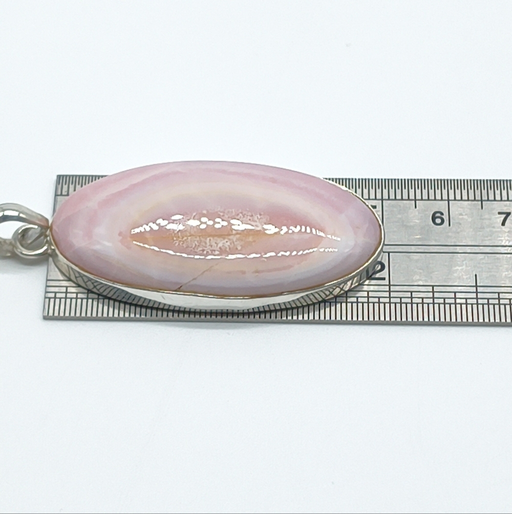 Vintage Sterling Silver Pink Peruvian Opal Pendant - Picture 6 of 8
